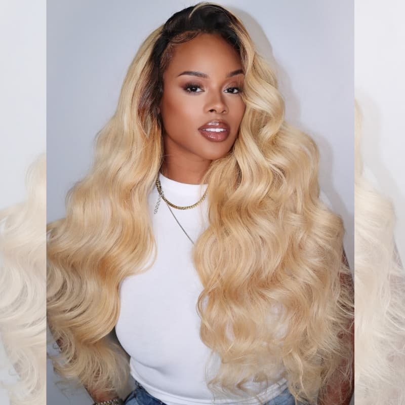 SWAY 613 Blonde With Dark Roots 13x4 Lace Front Virgin Human Hair Wigs