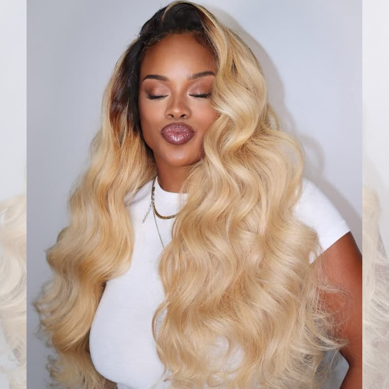 SWAY 613 Blonde With Dark Roots 13x4 Lace Front Virgin Human Hair Wigs
