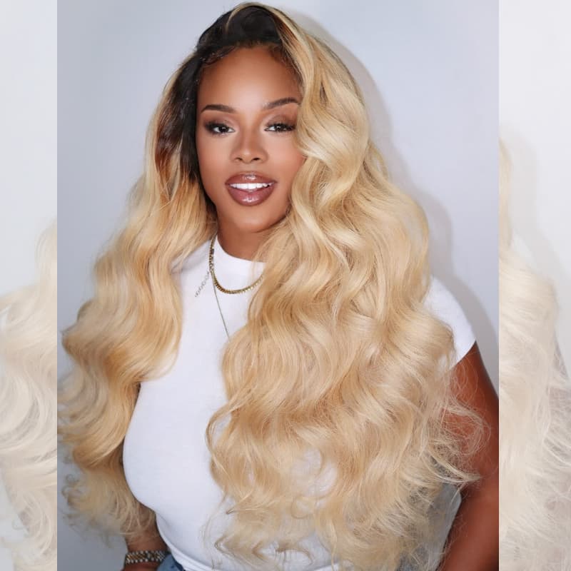 SWAY 613 Blonde With Dark Roots 13x4 Lace Front Virgin Human Hair Wigs