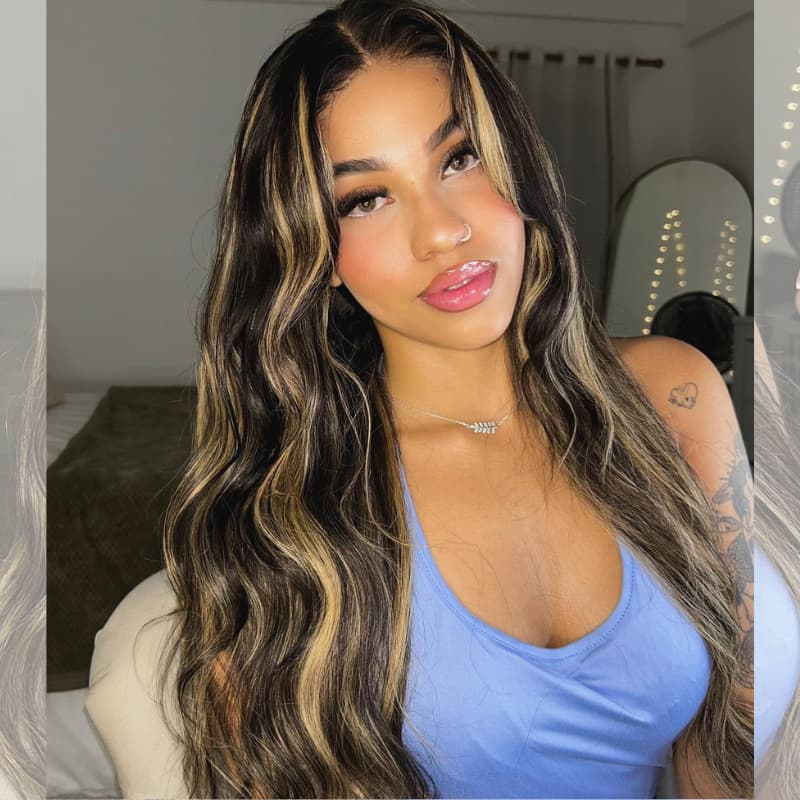 SWAY Brown Highlights Body Wave 13x4 Lace Front Virgin Human Hair Wigs