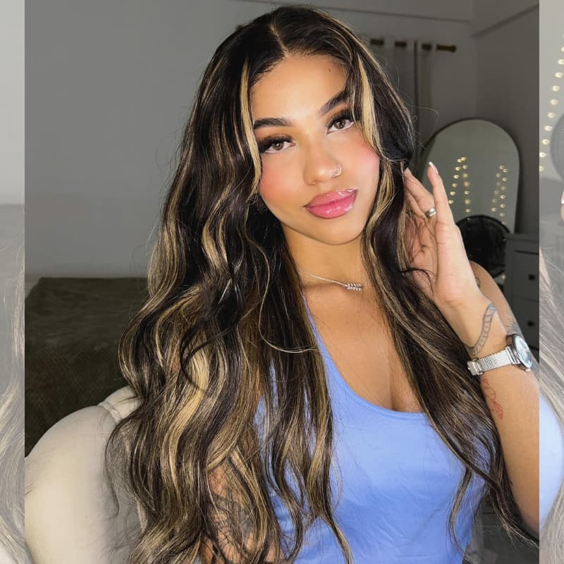 SWAY Brown Highlights Body Wave 13x4 Lace Front Virgin Human Hair Wigs