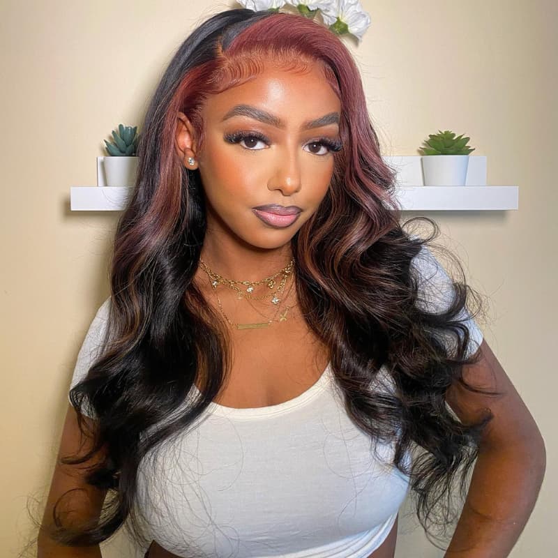 SWAY Chocolate Brown Skunk Stripe 13x4 HD Lace Front Human Hair Wigs