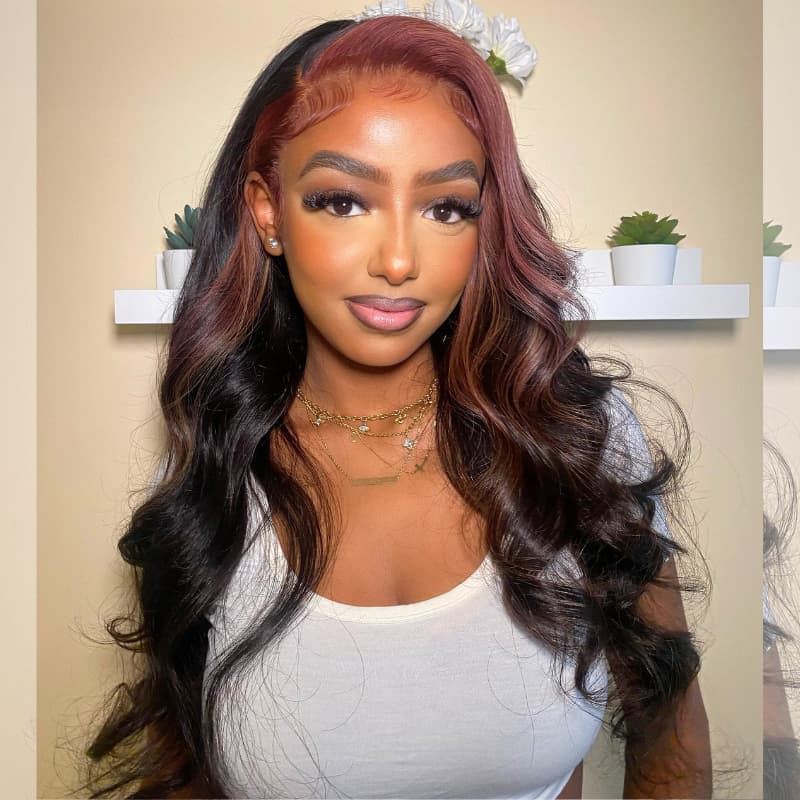 SWAY Chocolate Brown Skunk Stripe 13x4 HD Lace Front Human Hair Wigs