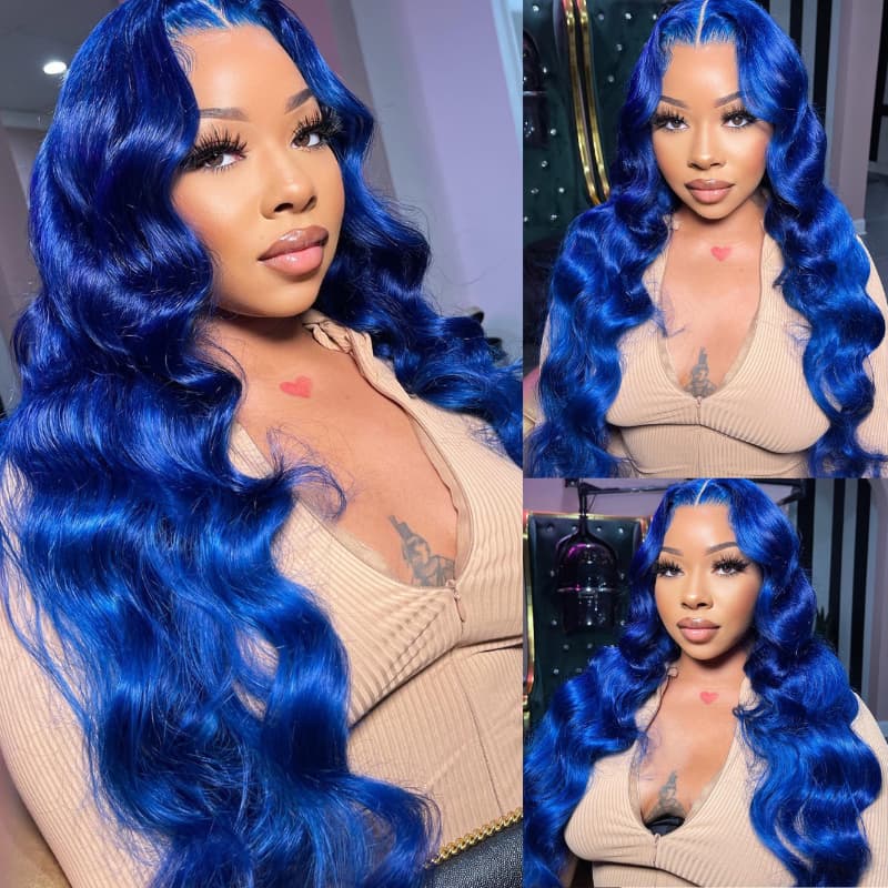 SWAY Dark Blue Body Wave 13x4 HD Lace Front Virgin Human Hair Wigs