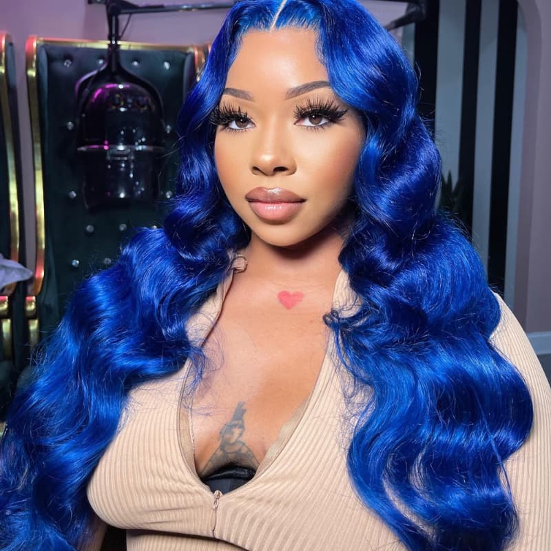 SWAY Dark Blue Body Wave 13x4 HD Lace Front Virgin Human Hair Wigs
