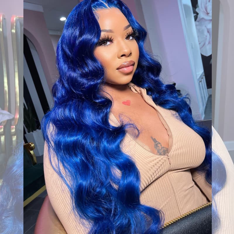 SWAY Dark Blue Body Wave 13x4 HD Lace Front Virgin Human Hair Wigs