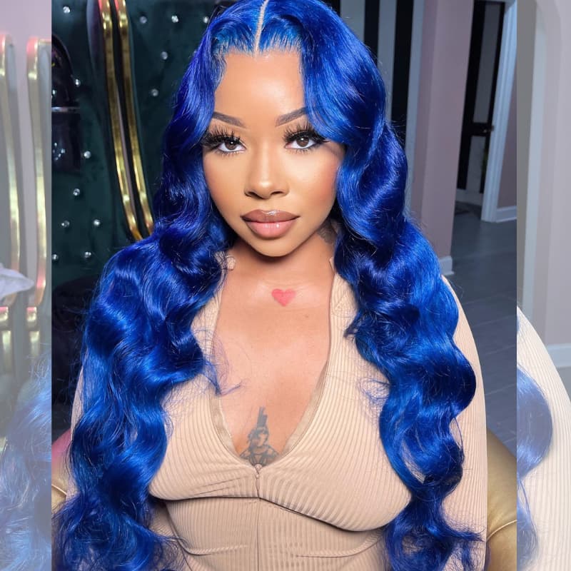 SWAY Dark Blue Body Wave 13x4 HD Lace Front Virgin Human Hair Wigs