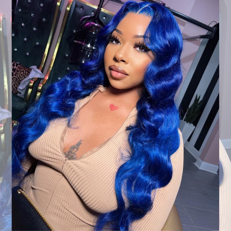 SWAY Dark Blue Body Wave 13x4 HD Lace Front Virgin Human Hair Wigs