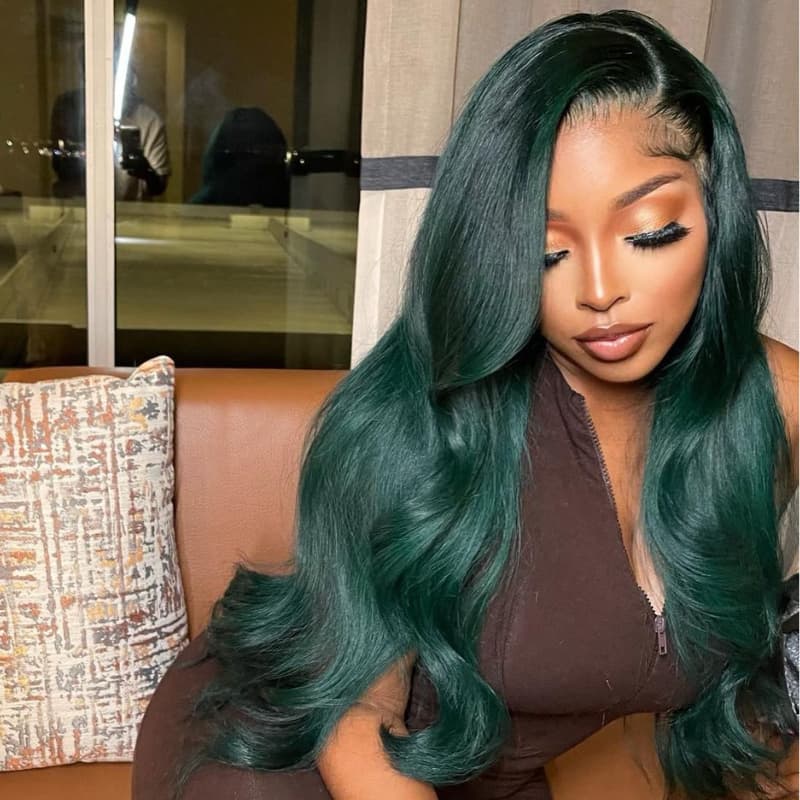 SWAY Dark Green 200 Density 13x4 HD Lace Front Virgin Human Hair Wigs