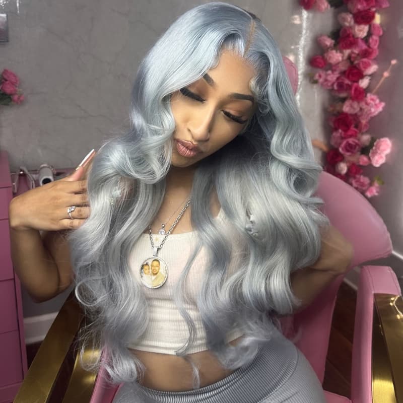 SWAY 200 Density Grey Color 13x4 Lace Front Body Wave Human Hair Wigs