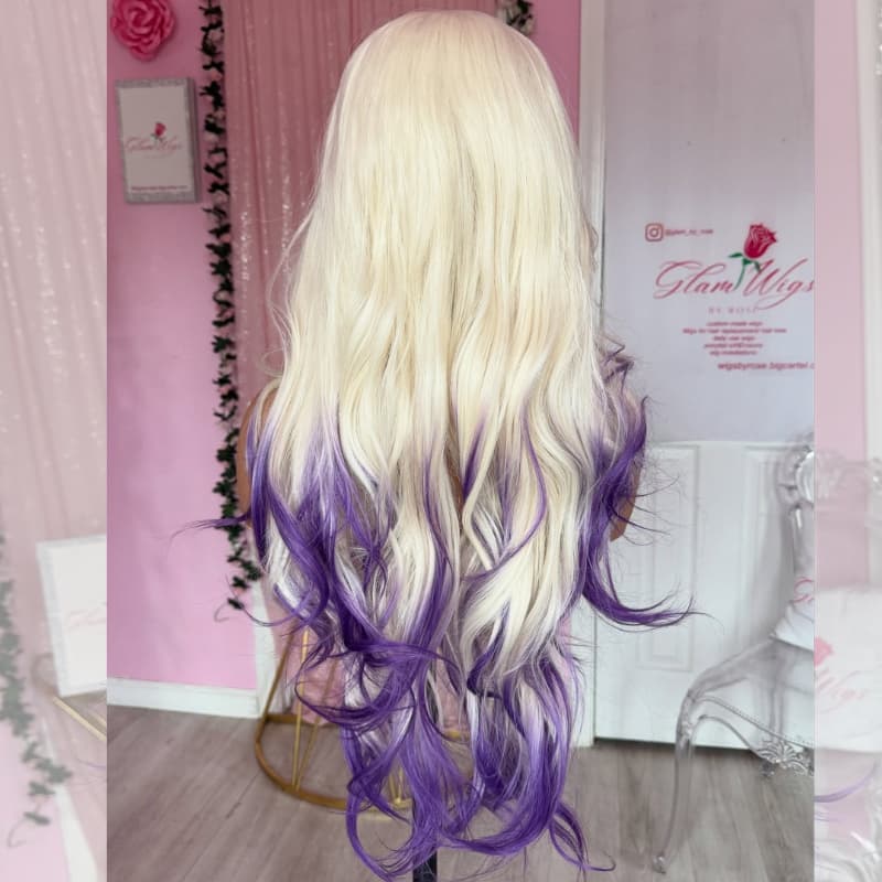 SWAY Ombre Blonde Purple 13x4 Transparent Lace Front Human Hair Wigs
