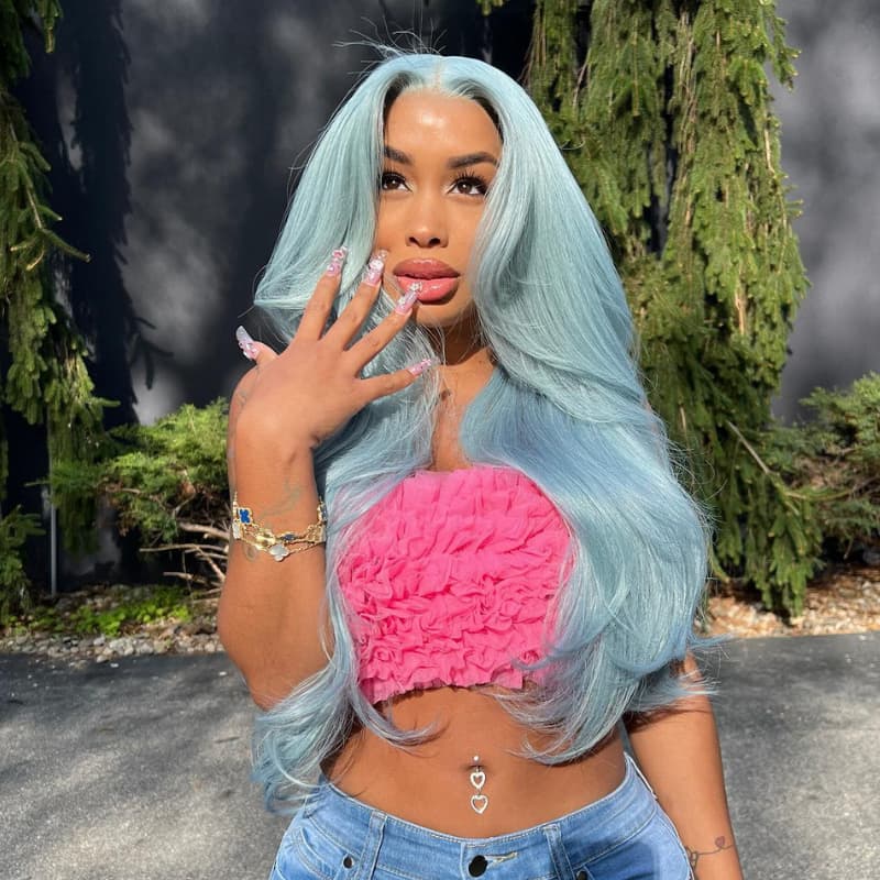 SWAY Pastel Sky Blue Body Wave 13x4 Lace Front Virgin Human Hair Wigs
