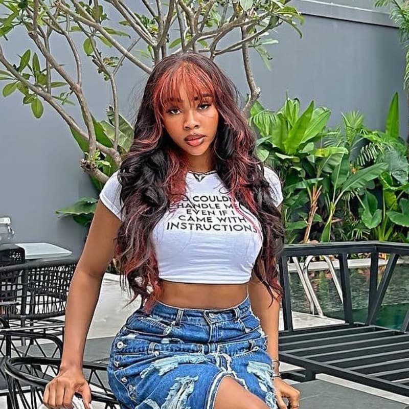 SWAY Peekaboo Black Copper Red Color With Bangs Virgin Human Hair Wigs