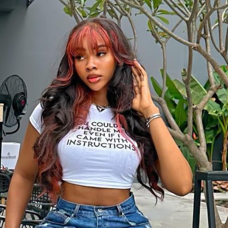 SWAY Peekaboo Black Copper Red Color With Bangs Virgin Human Hair Wigs