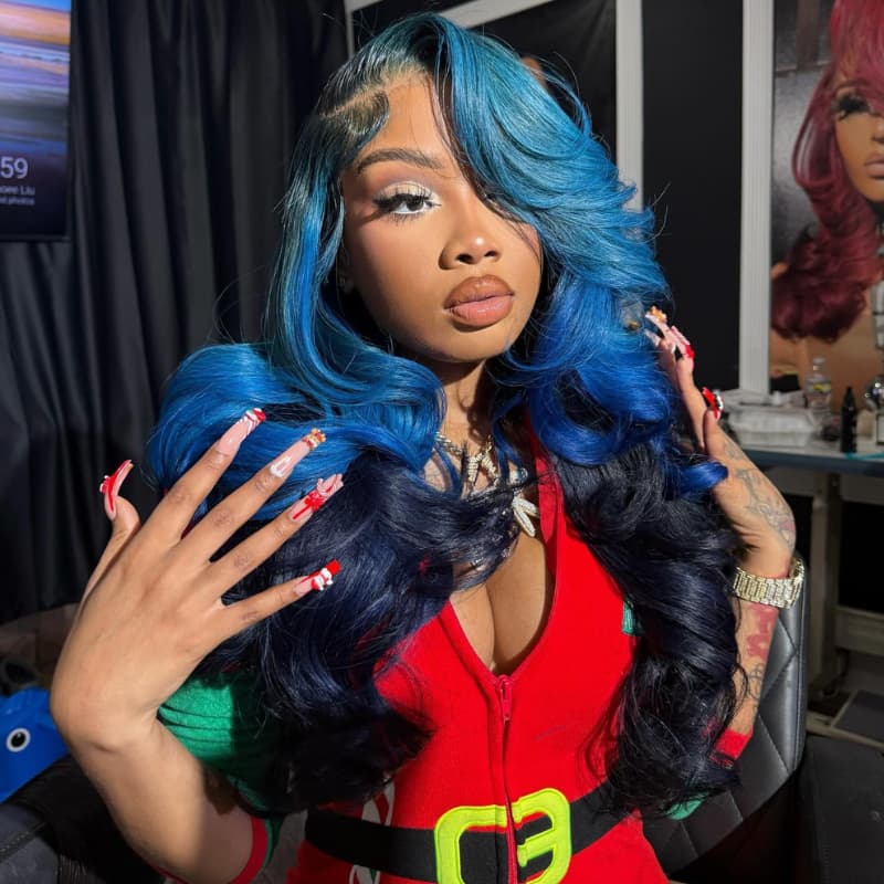 SWAY Peekaboo Light Dark Blue Body Wave HD Lace Front Human Hair Wigs