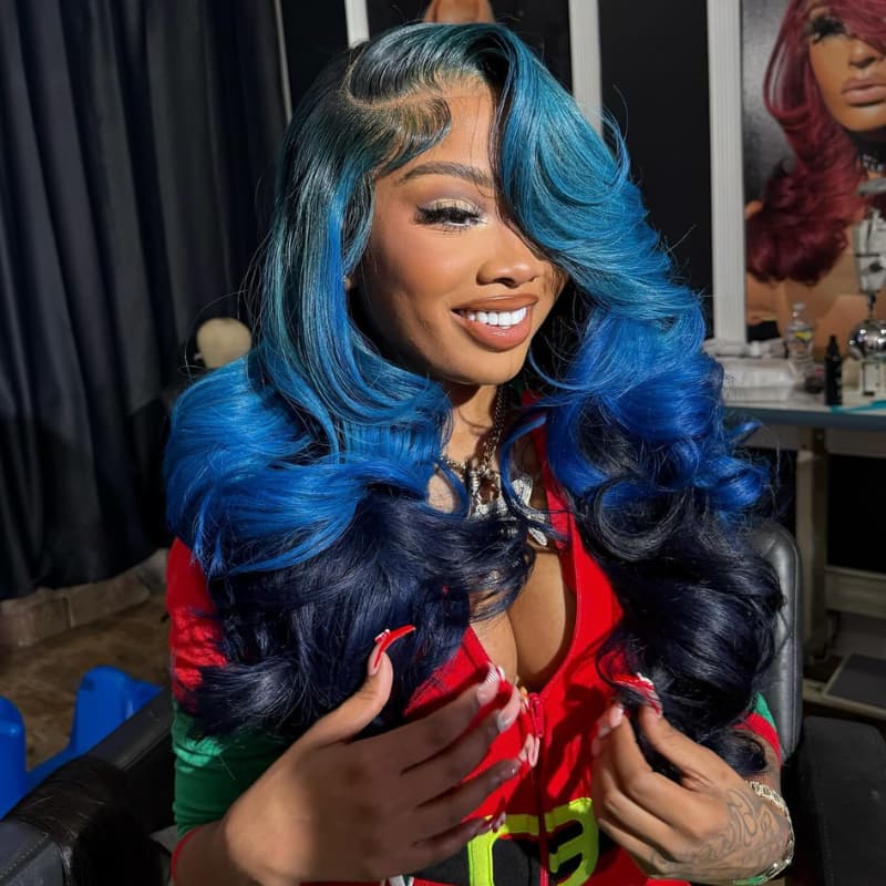 SWAY Peekaboo Light Dark Blue Body Wave HD Lace Front Human Hair Wigs