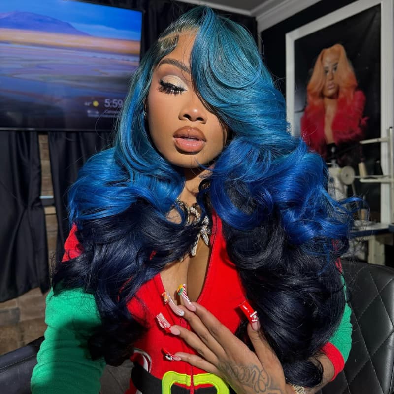 SWAY Peekaboo Light Dark Blue Body Wave HD Lace Front Human Hair Wigs