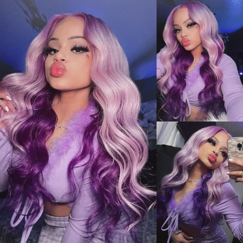 SWAY Halloween Cosplay Peekaboo Lavender Purple Color 13x4 HD Lace Front Human Hair Wigs