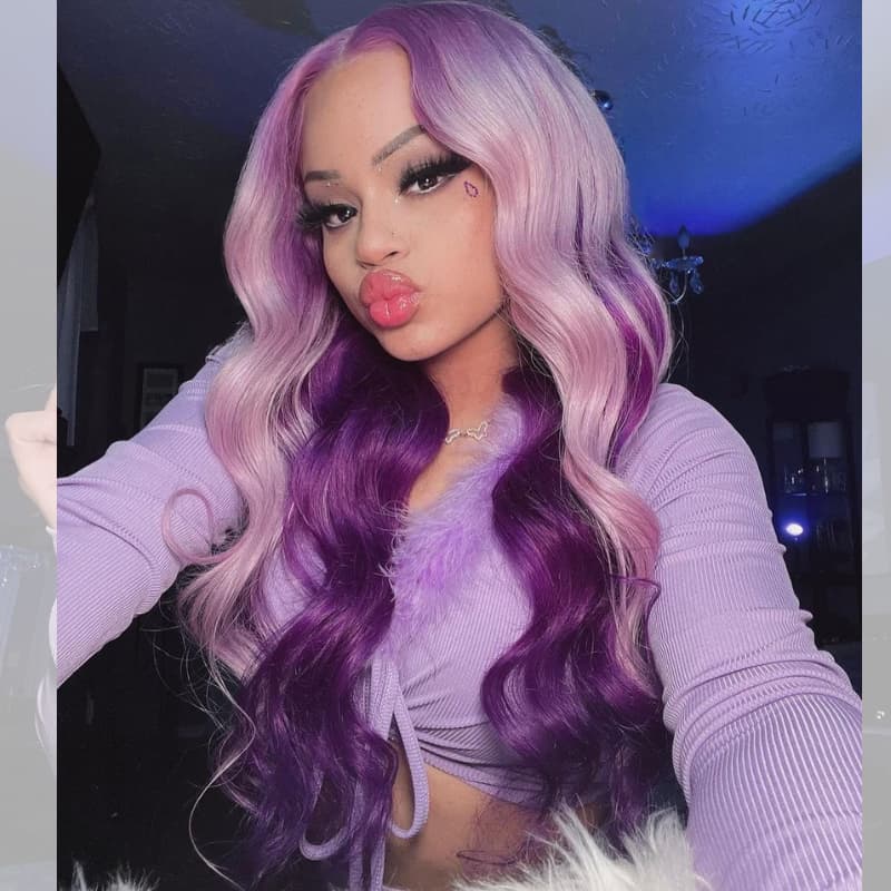 SWAY Halloween Cosplay Peekaboo Lavender Purple Color 13x4 HD Lace Front Human Hair Wigs