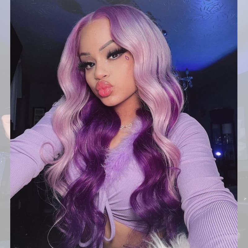 SWAY Halloween Cosplay Peekaboo Lavender Purple Color 13x4 HD Lace Front Human Hair Wigs
