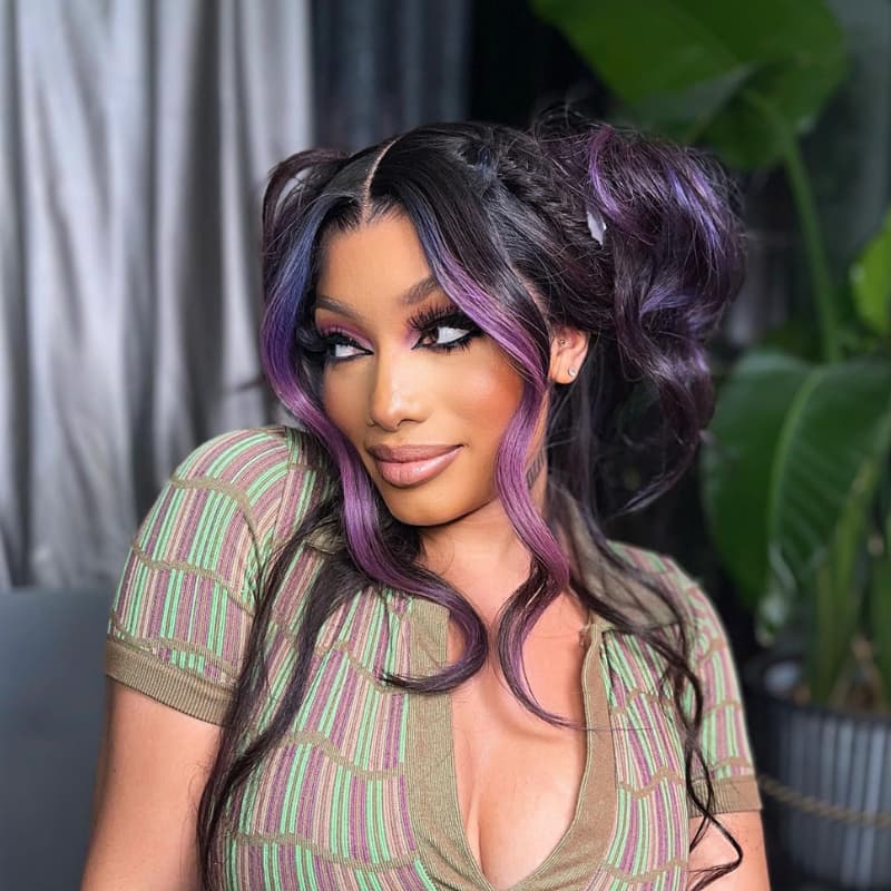 SWAY Purple Skunk Stripe Wavy 13x4 HD Lace Front Virgin Human Hair Wig