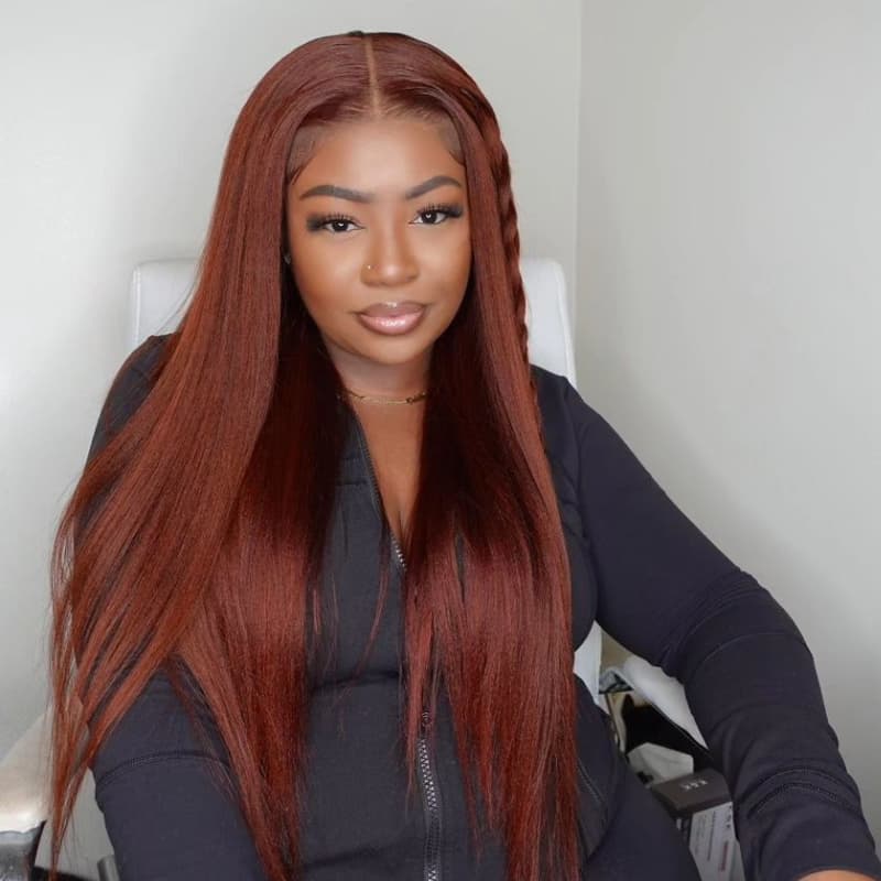SWAY Reddish Chocolate Brown Bone Straight Remy Human Hair Weave Wigs