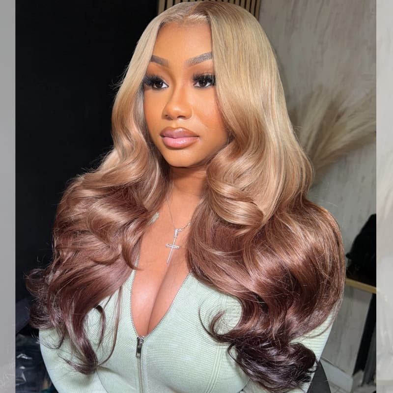 SWAY Reverse Ombre Ash Blonde Dark Brown HD Lace Front Human Hair Wigs
