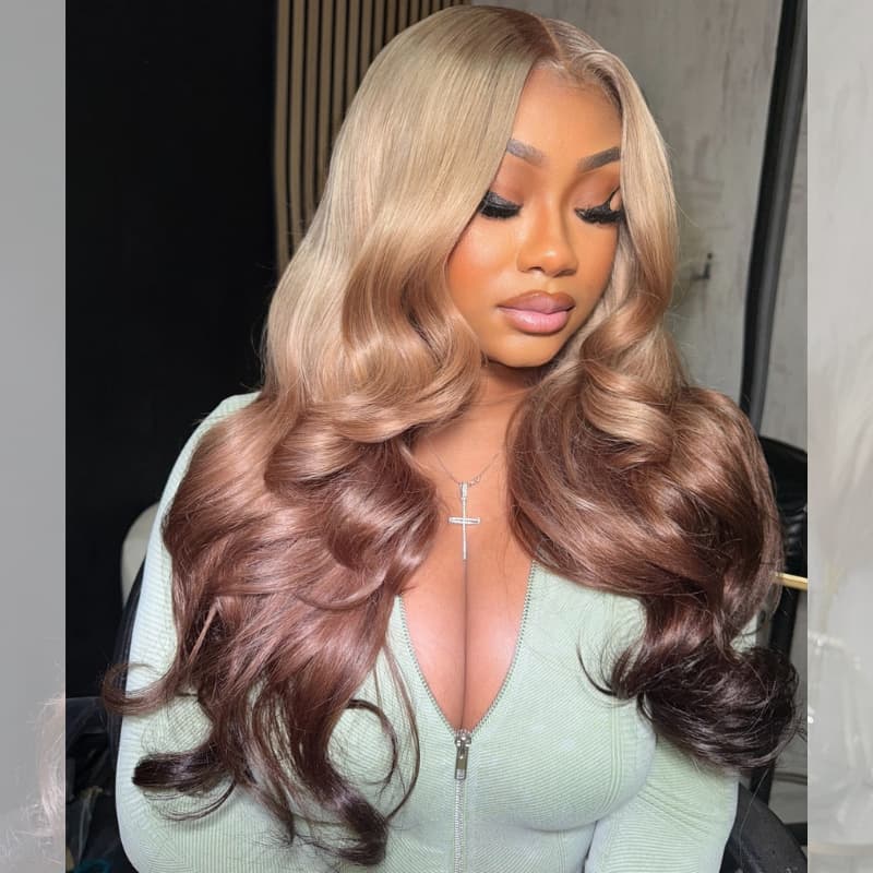 SWAY Reverse Ombre Ash Blonde Dark Brown HD Lace Front Human Hair Wigs