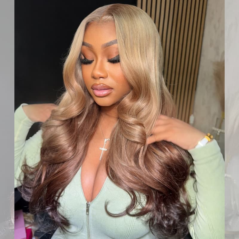 SWAY Reverse Ombre Ash Blonde Dark Brown HD Lace Front Human Hair Wigs