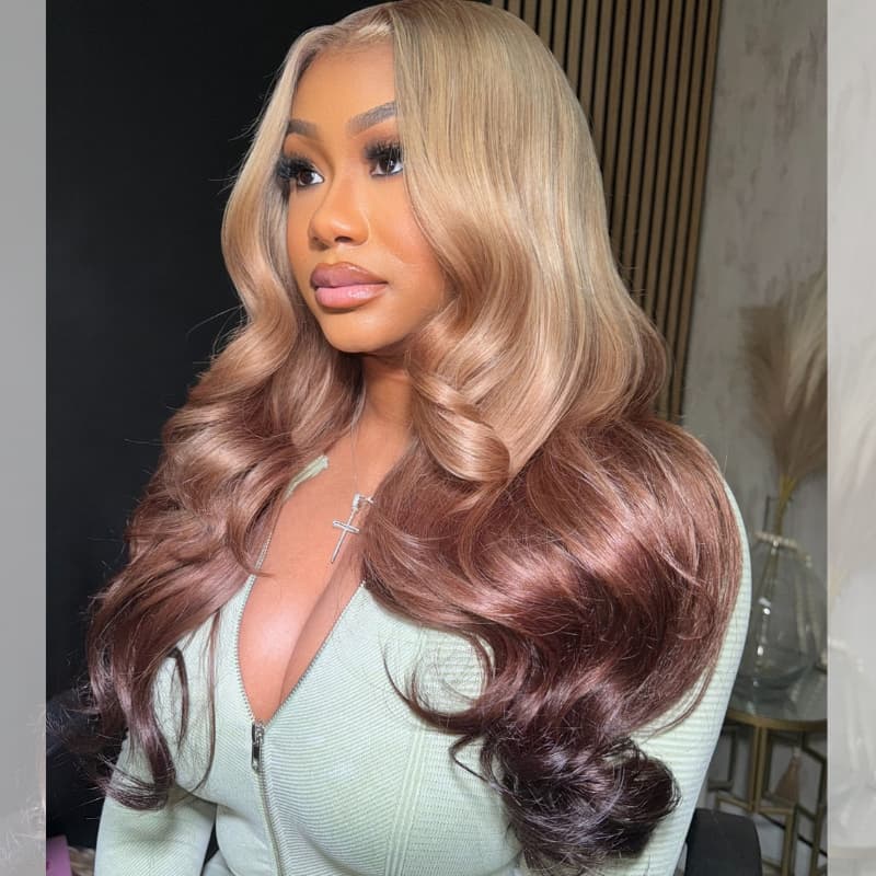 SWAY Reverse Ombre Ash Blonde Dark Brown HD Lace Front Human Hair Wigs