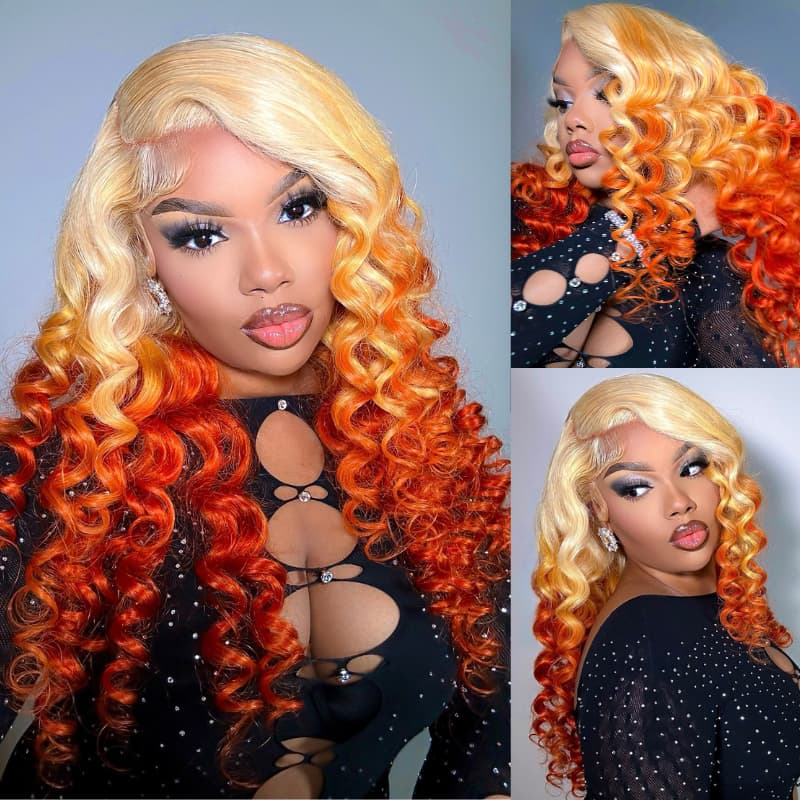 SWAY Reverse Ombre Ginger Orange 13x4 Lace Front Virgin Human Hair Wig