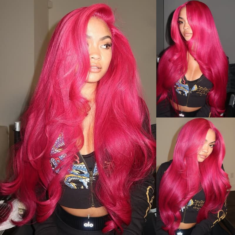 SWAY Watermelon Pink Body Wave 13x4 Lace Front Virgin Human Hair Wigs