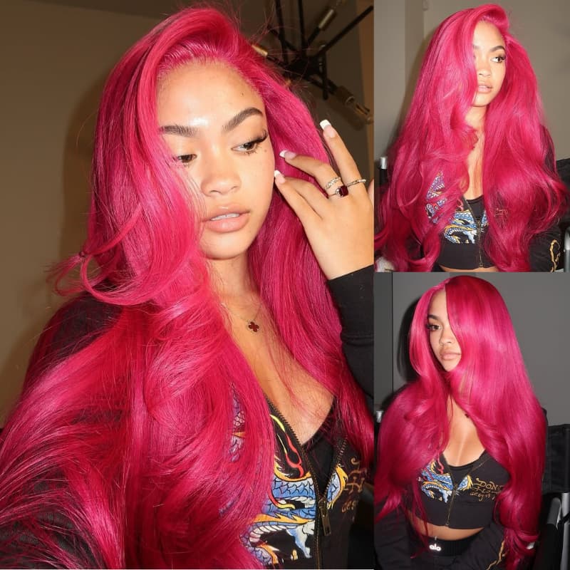 SWAY Halloween Cosplay Pink Red Body Wave 13x4 Lace Front Virgin Human Hair Wigs