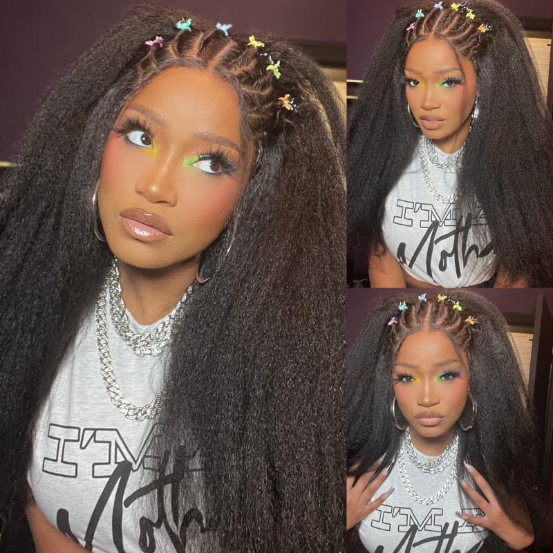 SWAY Yaki Kinky Straight 13x4 HD Lace Frontal Virgin Human Hair Wigs