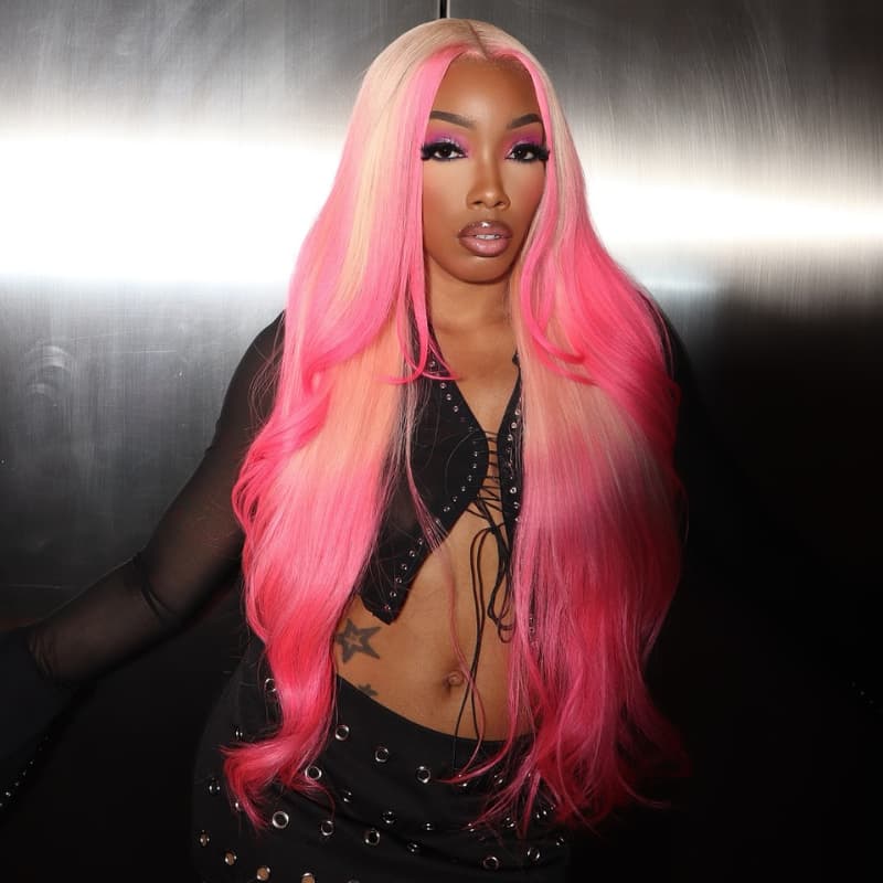 SWAY 200 Density Ombre Blonde Pink 13x4 HD Lace Front Virgin Human Hair Wigs