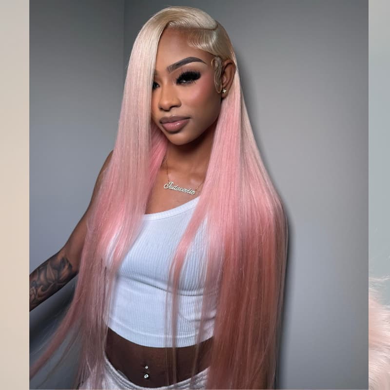 SWAY 200 Density Ombre Blonde Pink 13x4 Lace Front Virgin Human Hair Wigs
