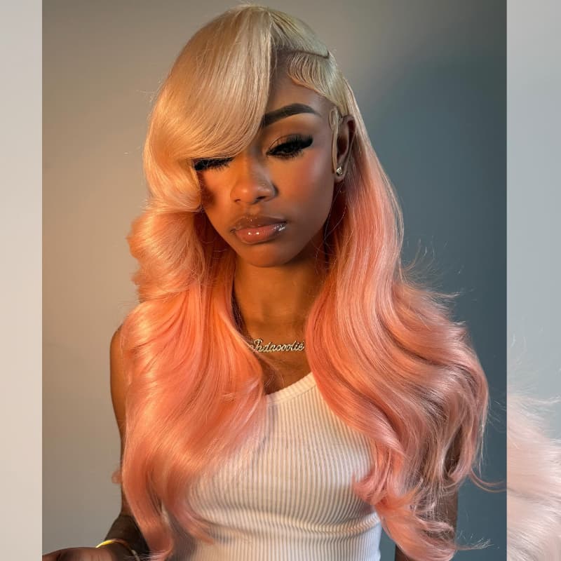SWAY 200 Density Ombre Blonde Pink 13x4 Lace Front Virgin Human Hair Wigs