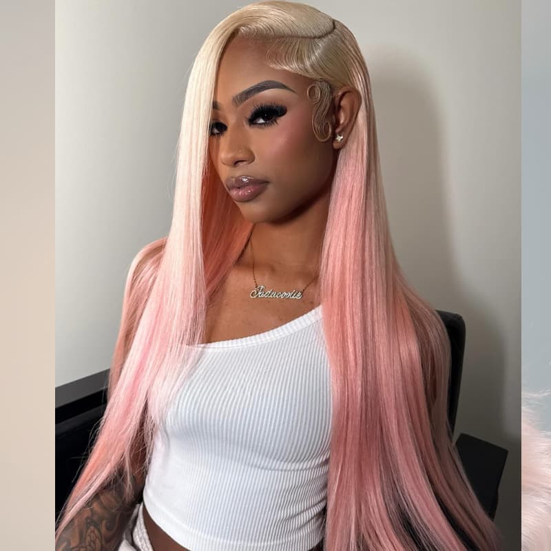 SWAY 200 Density Ombre Blonde Pink 13x4 Lace Front Virgin Human Hair Wigs