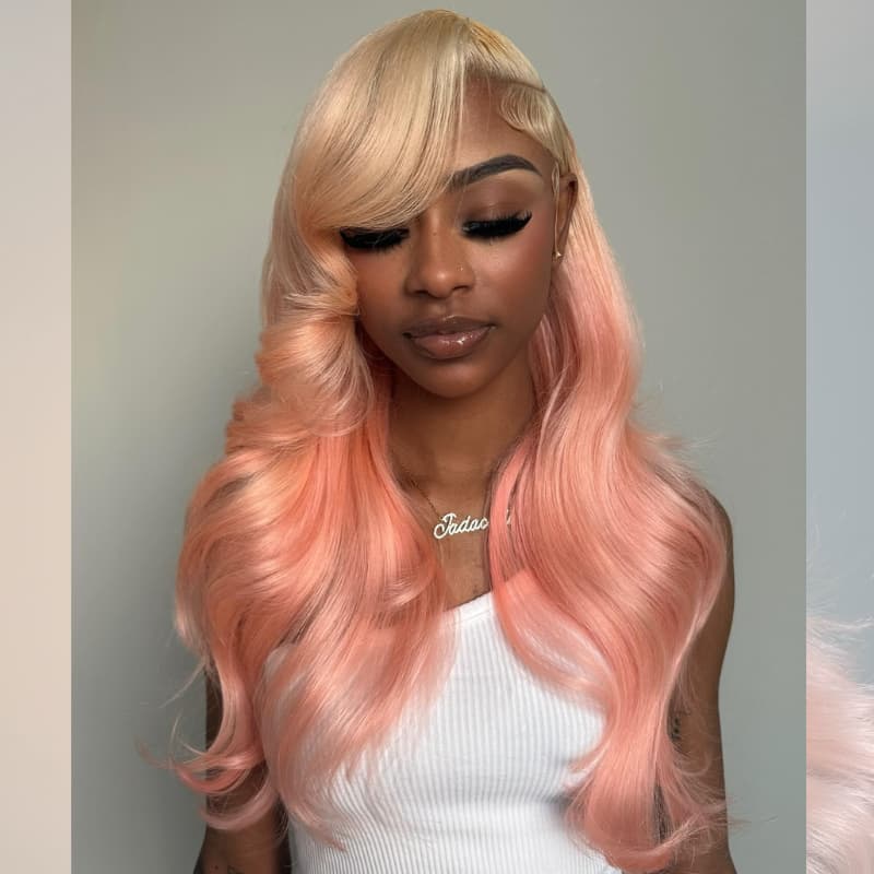SWAY 200 Density Ombre Blonde Pink 13x4 Lace Front Virgin Human Hair Wigs