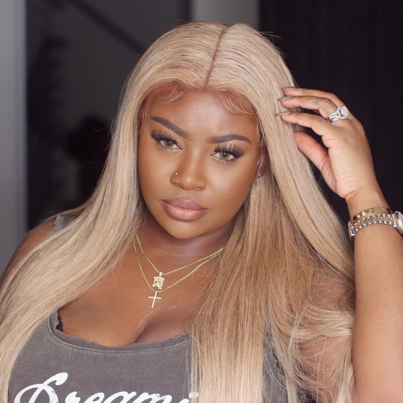 SWAY 200 Density Strawberry Blonde Bone Straight Virgin Human Hair Wig