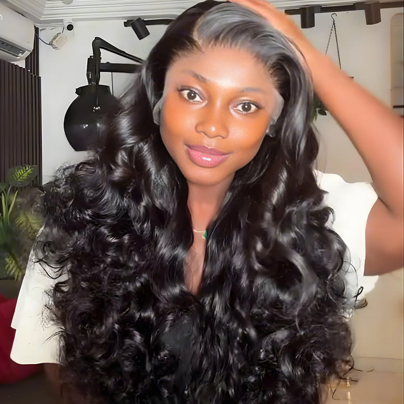 SWAY 250 300 Density Bouncy Loose Curls 13x4 Lace Front Virgin Human Hair Wigs