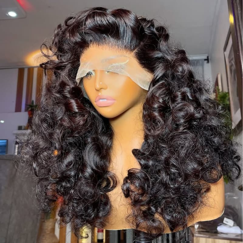 SWAY 250 300 Density Bouncy Loose Deep Curls 13x4 Lace Front Human Hair Wigs