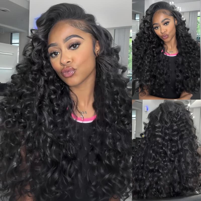 SWAY 250 300 Density Bouncy Wand Curls 13x4 Lace Front Human Hair Wigs