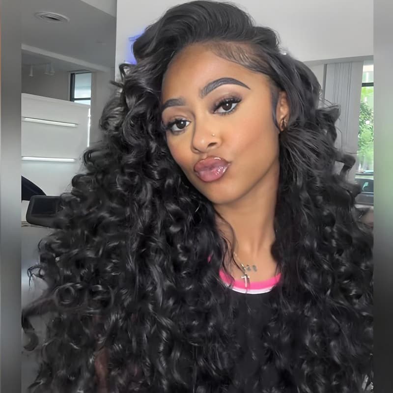 SWAY 250 300 Density Bouncy Wand Curls 13x4 Lace Front Human Hair Wigs