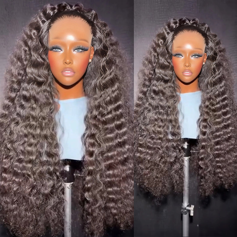 SWAY 250 300 Density Natural Fluffy Deep Wave 13x4 Lace Front Human Hair Wig