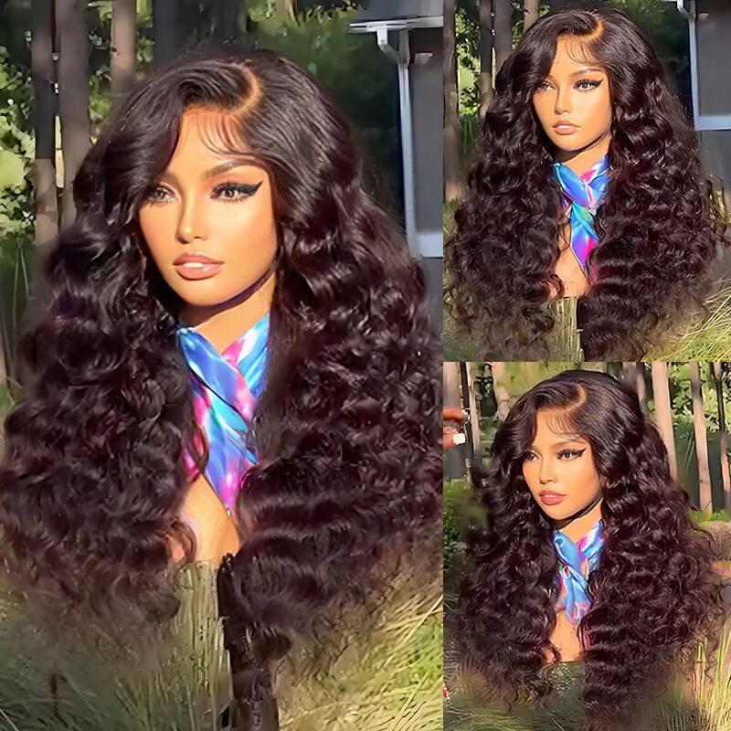 SWAY 250 300 Density Spiral Loose Wand Curls 13x4 Lace Front Virgin Human Hair Wigs