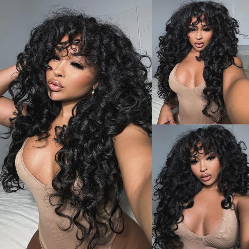 SWAY 250 300 Density Voluminous Loose Spiral Curls 13x4 Lace Front Human Hair Wigs