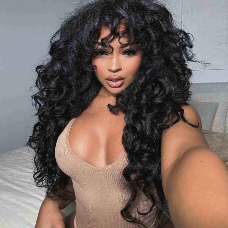 SWAY 250 300 Density Voluminous Loose Spiral Curls 13x4 Lace Front Human Hair Wigs