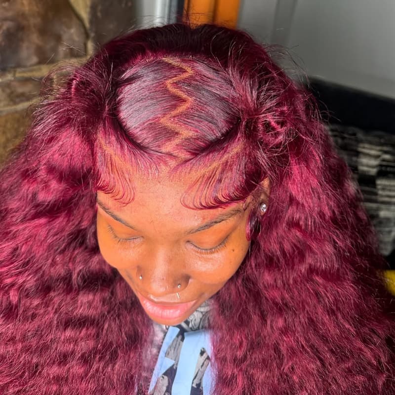 SWAY 300 Density 99J Dark Red Deep Wave Curly Virgin Human Hair Wigs
