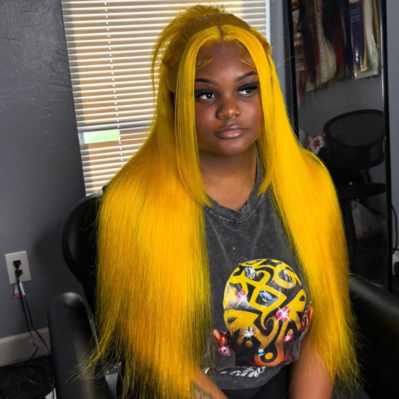 SWAY 30 32 34 Inch Yellow Bone Straight 13x4 Lace Front Human Hair Wig